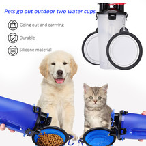 Portable Folding Water Bottle Kettle Pet Going Dual Water Food Cup - £12.36 GBP+