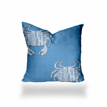 12&quot; X 12&quot; Blue And White Crab Zippered Coastal Throw Indoor Outdoor Pillow - £61.70 GBP