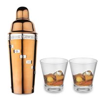 PG COUTURE 15 Drink Copper PVD Coated Recipe Cocktail Shaker with Strainer with  - £31.27 GBP
