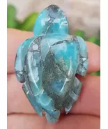 natural  blue LARIMAR handcarved Gemstone TURTLE for decoration 33 grams... - $66.00