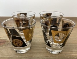 4 Vintage Double Shot Glasses Cera Coin MCM Barware - £22.85 GBP