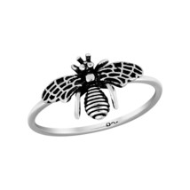 Sweet and Magical Detailed Flying Bumble Bee .925 Sterling Silver Ring-8 - £12.53 GBP