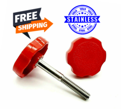 1/4&quot;-20 Thumb Screw Bolts Red Large Round Clamping Knob Stainless 4 Pack - £9.32 GBP+