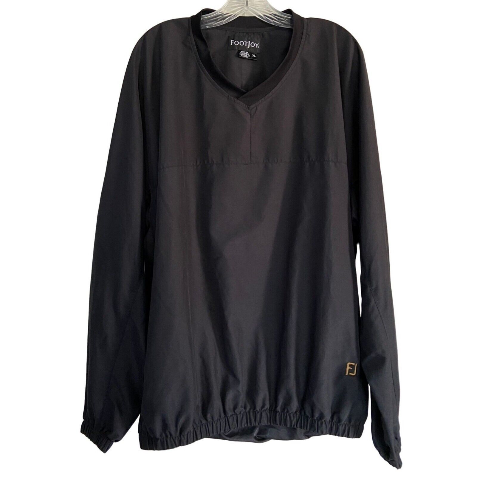 Footjoy Long Sleeve V-Neck Golf Pullover Black Windbreaker Jacket Coat M... - $16.65