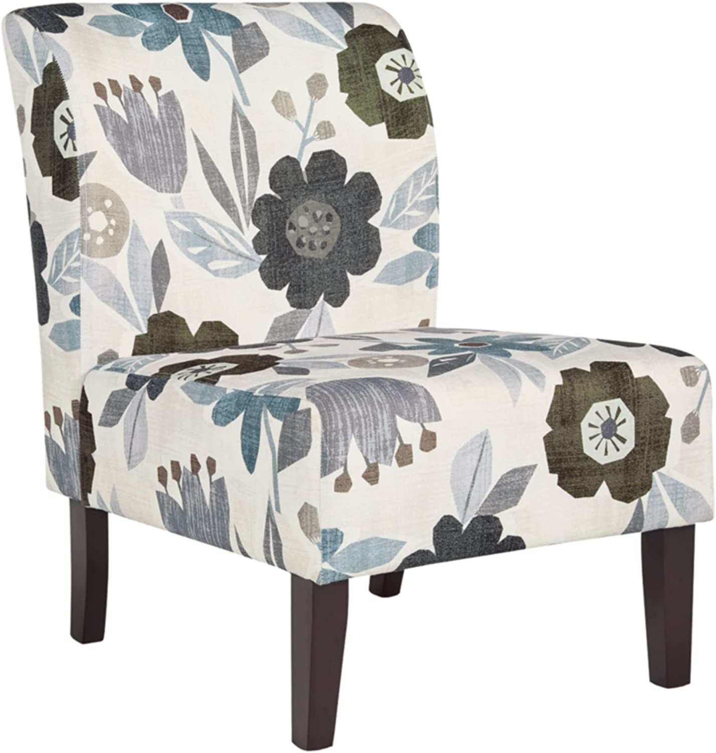 Triptis Floral Armless Accent Chair By Ashley, White, Blue, And Gray. - £118.94 GBP