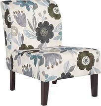 Triptis Floral Armless Accent Chair By Ashley, White, Blue, And Gray. - £146.98 GBP