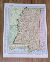 1958 Original Vintage Map Of Mississippi / Verso Minnesota Minneapolis - $24.22