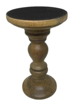 Pier 1 One Wood Turned Candlestick Holder Single Holds Pillar 8 1/4&quot; Decor - £13.36 GBP