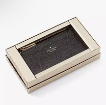 Kate Spade Shimmy Glitter Fabric Large Slim Cardholder Black Wallet - £50.69 GBP