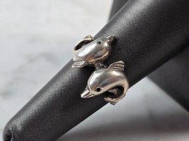 Womens Vintage Estate Sterling Silver Dolphins Ring 3.4g E3670 - $39.60