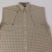Towncraft Men's L Brown Cotton Blend Plaid Short Sleeve Button Down Wrinkle Free image 13