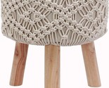 Nirobi Crocheted 3-Leg Wooden Stool, Natural - $216.99