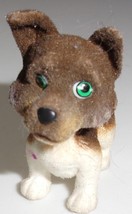 Flocked Tan &amp; White Puppy In My Pocket With Green Eyes - $5.46 CAD