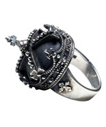 Imperial Crown &amp; Cross Sterling Silver Ring by Femme Metale .925 Sizes 6-10 - £203.27 GBP