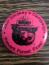 Vintage Smokey the Bear Pin Join Smoky&#39;s Campaign Prevent Forest Fires  Pink - £9.44 GBP