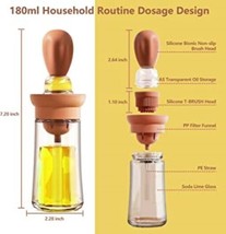 Glass Olive Oil Dispenser Bottle With Silicone Brush:2-In-1 Silicone Drop Elabli - £13.19 GBP