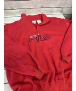 VTG 90's FILA Sweatshirt Zip Embroidered Logo Red Large - $20.79