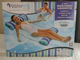 Waterlife Monterey Hammock 4 in 1 Multi Purpose Inflatable Pool Float Blue Green - £11.27 GBP