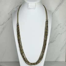 Chico&#39;s Multi Strand Silver and Gold Tone Beaded Long Necklace - £13.42 GBP