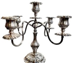 Antique Tall Knickerbocker Silver Plate Ornate Candelabra 4 Arm 5 Candle... - $199.99