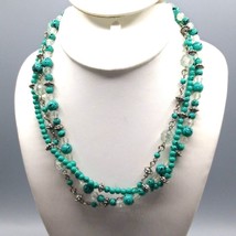 Premier Designs Multi Strand Blue Neclace, Speckled Turquoise Beads and Faceted - £28.70 GBP