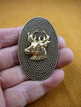 (#B-deer-3) Deer buck love hunting Victorian BRASS pin pendant - $19.62