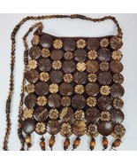 Vintage 1970 Beaded Hippie Crossbody Brown Earth Tones - $50.17 CAD