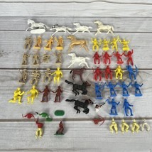 Lot of Vintage Plastic Cowboys &amp; Native Americans Mixed Assorted Colorful - £5.52 GBP