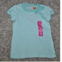 Girls Shirt Sonoma Blue Striped Short Sleeve Ruffled Scoop Neck Top-size 4 - £6.18 GBP
