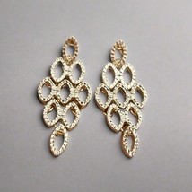 Vintage Gold Tone Statement Earrings – Openwork Geometric Dangle Design - $4.95