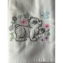 Kitchen Dishtowel Bear Cub &amp; Bird Teatowels100% Cotton Flour Sack 32&quot; x 36&quot; - £7.87 GBP