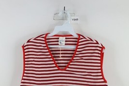 Deadstock Vtg 70s Streetwear Womens L Striped Knit Sleeveless T-Shirt USA Red - £31.61 GBP