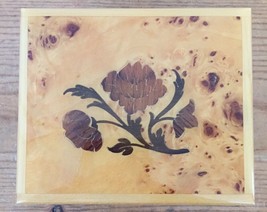 For Parts Repair Vtg Reuge Mozart Swiss Music Box Floral Burl Wood Inlay Italy - $159.99