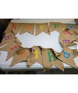 HAPPY BIRTHDAY BURLAP BANNER ON TWINE - $14.91 CAD