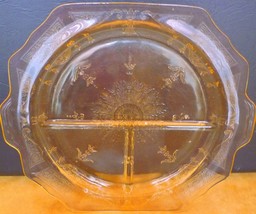 Vintage Anchor Hocking Topaz Yellow Depression Glass Grill Plate Princess Patter - £9.40 GBP