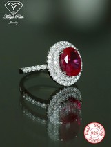 Ruby Gemstone Cocktail Ring For Women Red Real 925 Sterling Silver Party... - £72.98 GBP