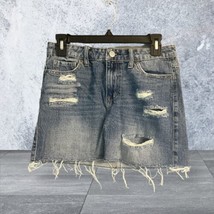 Aeropostale Women&#39;s Blue Jean Mini Skirt Size 2 Distressed Raw Hem - £7.16 GBP