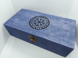 Handmade engraved wooden jewellery / organizer box Viking Vegvisir Runic Compass - $38.52