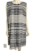 NWT Calvin Klein White with Blue Stripes Sleeveless Lined Shift Dress Size 20W - £59.54 GBP