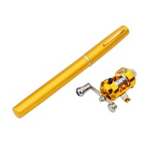 Mini Fishing Pole Pen Shape Folded Fishing Rod With Reel Wheel Portable Pocket T - £54.96 GBP