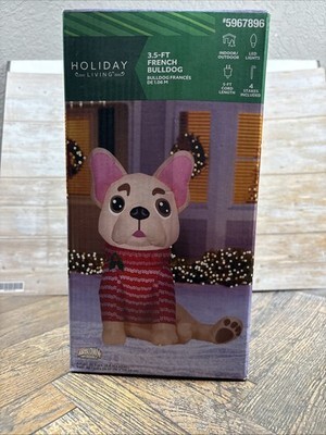 HOLIDAY LIVING  AIRBLOWN INFLATABLE 3.5' FRENCH BULLDOG W/SWEATER -open box Item image 2