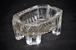 Old Vintage X-Large Footed Glass Open Salt Dip Cellar Waffle Bottom Ribb... - $12.86