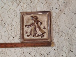 Vintage Decorative Ceramic Tile Rustic Woman Walking Small Tile FREE SHIPPING - £9.72 GBP