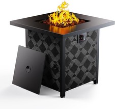 28? Gas Fire Pit Table, 50,000 Btu Square Fire Table With Lava Rocks, 2-In-1 Fir - £188.22 GBP