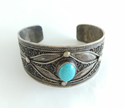 Antique Moroccan Bracelet Silver Vintage Berber Tribal Ethnic Jewelry Bangle cuf - £101.27 GBP