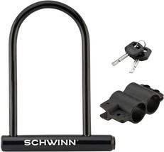 Schwinn Anti Theft Bike Lock, Security Level 4, U-Lock, Keys, Black - £27.16 GBP