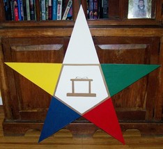 Vintage Masonic Eastern Star Wooden Sign Wood Advertising Free Masonry - £44.63 GBP