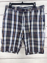 Vintage Polo Ralph Lauren Golf Shorts Men’s 36Orange Yellow Blue Plaid Madras - $17.77