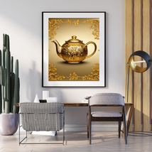 Luxury Golden Teapot shadow Printable Wall Art - $3.99
