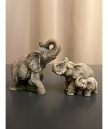 Elephant Set Lot 2 Mother Father Baby Taiwan ROC Resin Statues Figures F... - $15.74 CAD